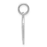 14K White Gold DADDYS LITTLE GIRL Heart Charm with Polished Rhodium Finish